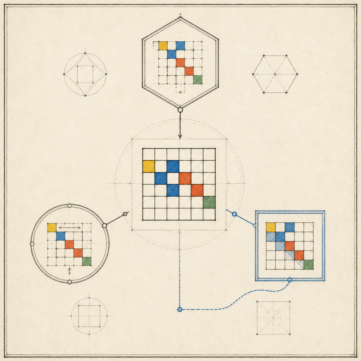 Several bounded hypotheses branching from a puzzle grid